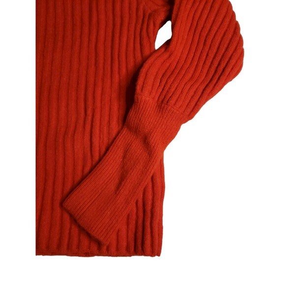 NWT Leyden Ribbed Mock-Neck Pullover Sweater w Puffed Sleeves - Red - L - Picture 7 of 13